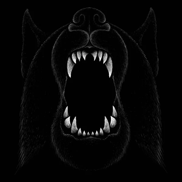Логотип Собаки Волка Дизайна Татуировки Ткани Просто Векторная Иллюстрация — стоковый вектор