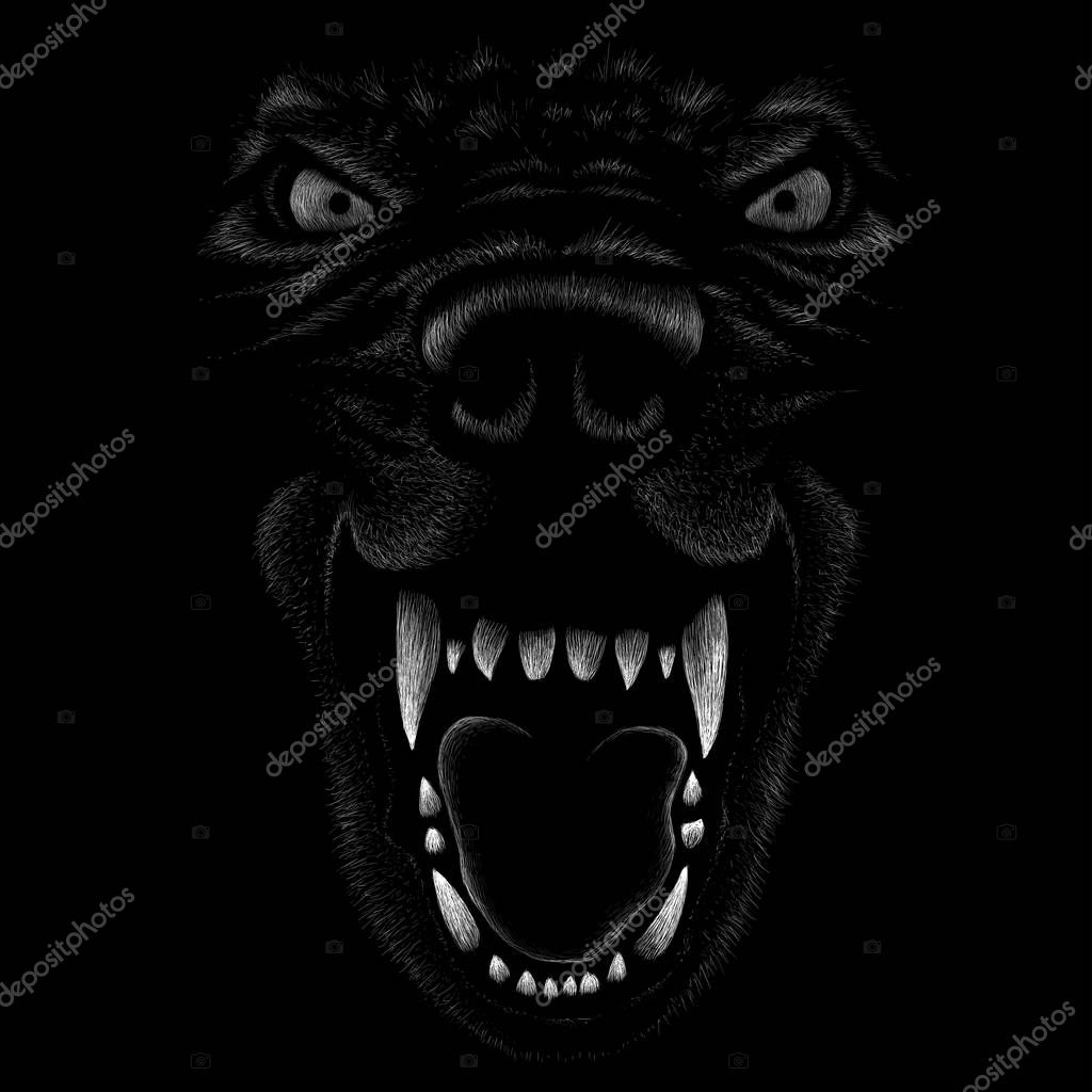 Logo of dog or wolf for tattoo or cloth design, simply vector illustration