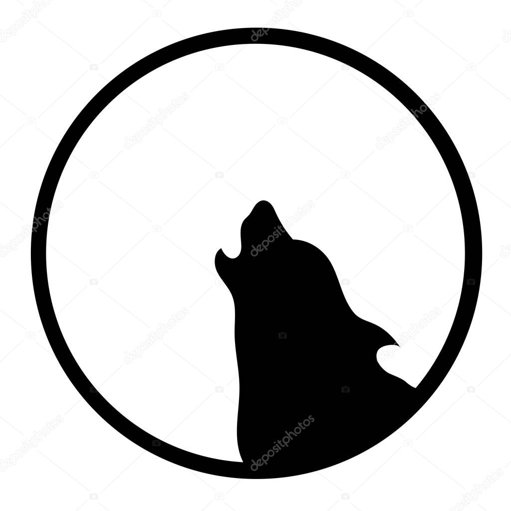 Logo of dog or wolf for tattoo or cloth design, simply vector illustration