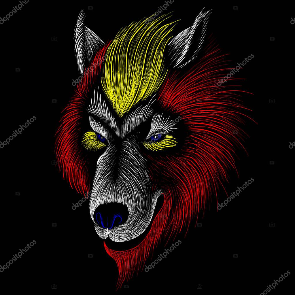 Logo of dog or wolf for tattoo or cloth design, simply vector illustration