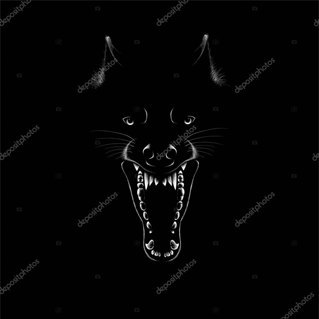 Logo of dog or wolf for tattoo or cloth design, simply vector illustration