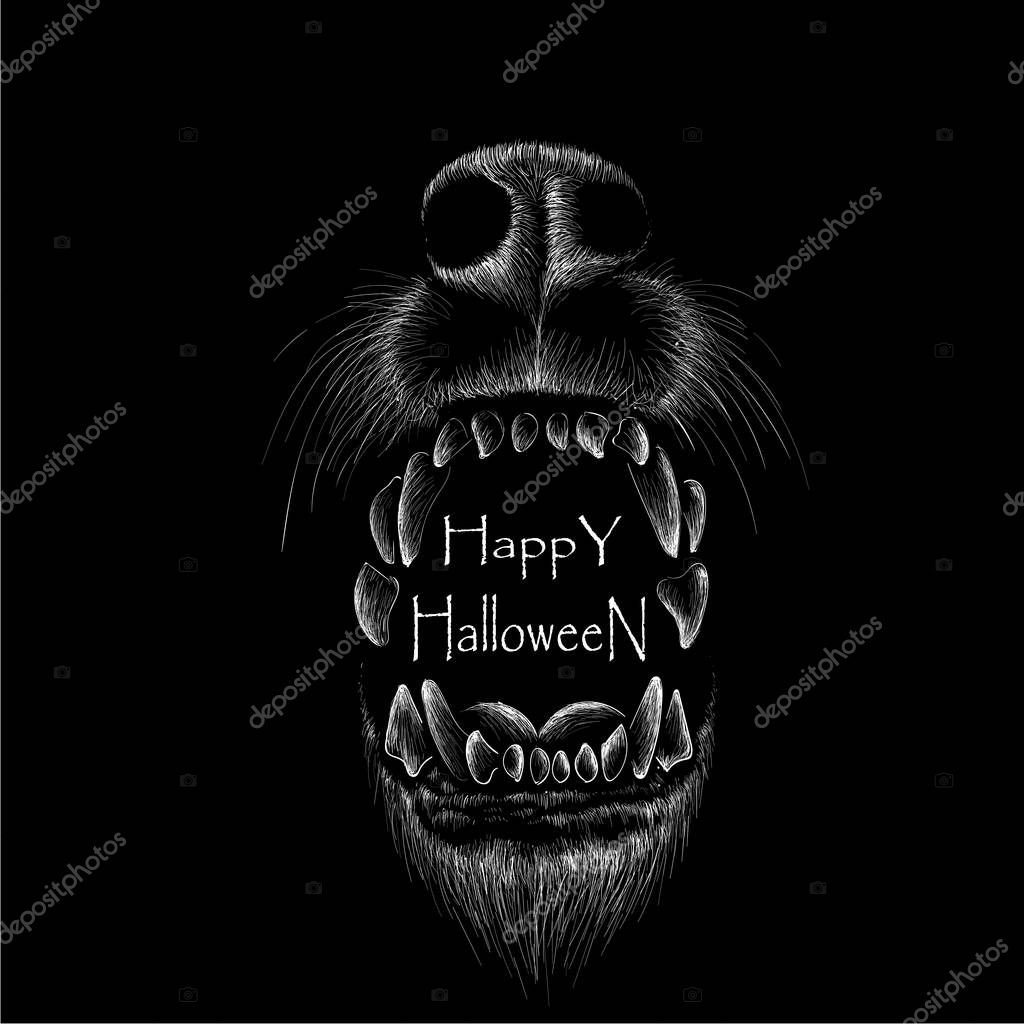 Logo of dog or wolf for tattoo or cloth design, simply vector illustration