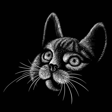Dövme ya da kumaş tasarımı için kedi logosu, basitçe vektör çizimi  