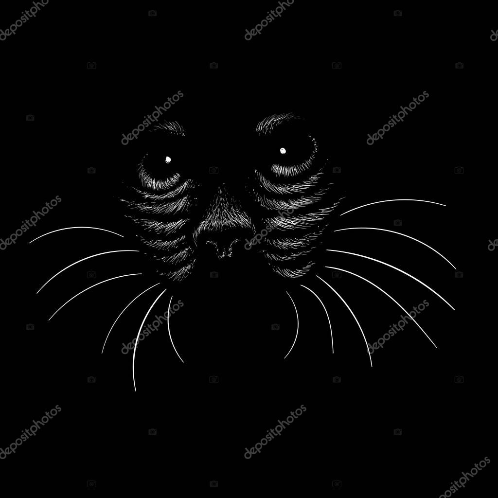 Logo of cat for tattoo or cloth design, simply vector illustration