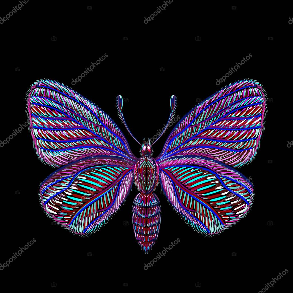 Logo of butterfly for tattoo or cloth design, simply vector illustration