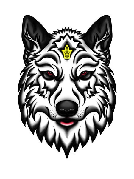 Logotipo Cão Lobo Para Tatuagem Design Camiseta Roupa Interior Cão — Fotografia de Stock