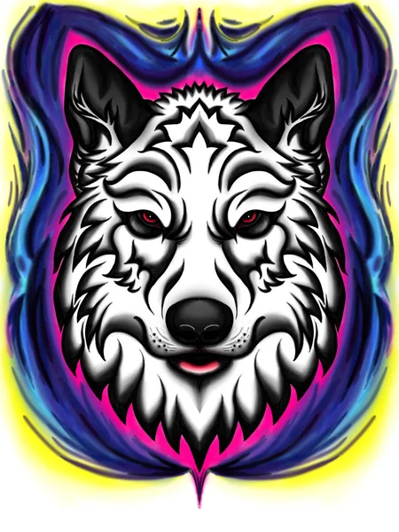 The logo Dog  or wolf  for tattoo or T-shirt design or outwear.  Cute print style dog  or wolf  background. This drawing would be nice to make on the black fabric or canvas. Size 30x40 sm and 350 px