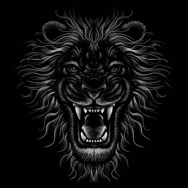 Dövme ya da kumaş tasarımı için aslan logosu, basitçe vektör çizimi  