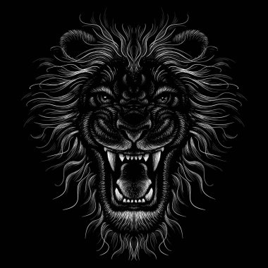 logo of lion for tattoo or cloth design, simply vector illustration   clipart