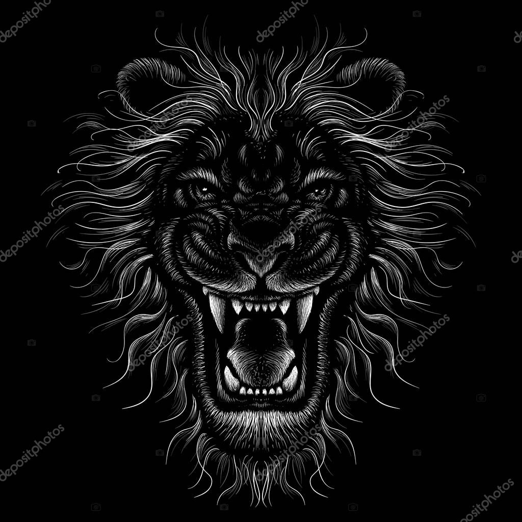 Logo of lion for tattoo or cloth design, simply vector illustration