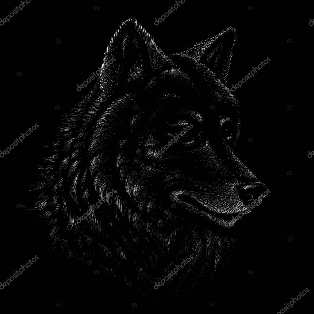 Logo of dog or wolf for tattoo or cloth design, simply vector illustration