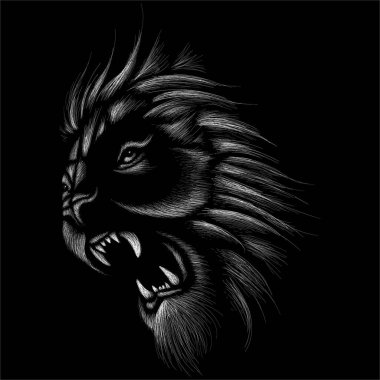 Dövme ya da tişört izi tasarımı için vektör logosu aslanı