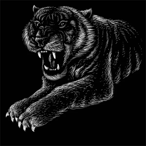 Vektor Logo Tiger För Tatuering Eller Shirt Design Eller Outwear — Stock vektor