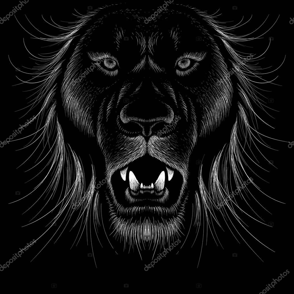Vector logo lion for tattoo or T-shirt print design or outwear