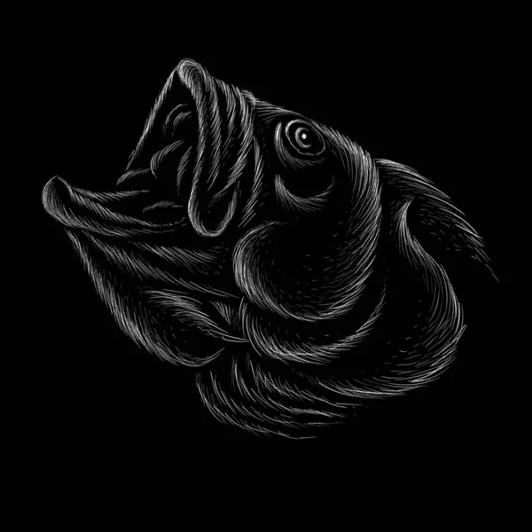 Logo Vektor Ikan Pada Latar Belakang Hitam - Stok Vektor