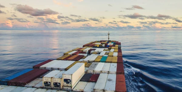 Container Ship Going Sunset — Stock Photo, Image