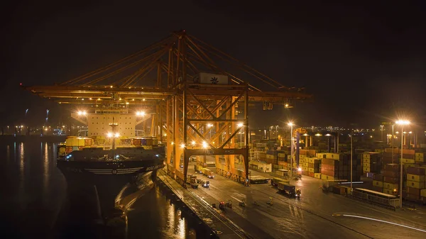 Big Container Ship Loading Cargo Port Salalah Oman — Stock Photo, Image