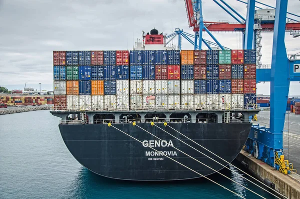 Big Container Ship Moored Port Reunion Island Nov 2016 — Stock Photo, Image