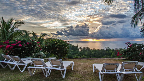 View form the green hill on the ocean, the Seychelles