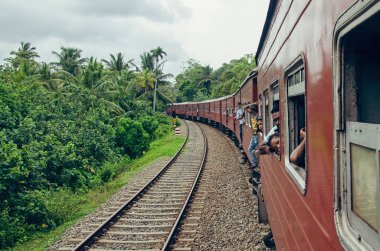 Yoğun bir Sri Lankalı tren ormanda 03 ka 2017 gider.