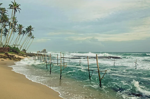 Lugar Especial Para Pesca Tradicional Sri Lanka — Fotografia de Stock