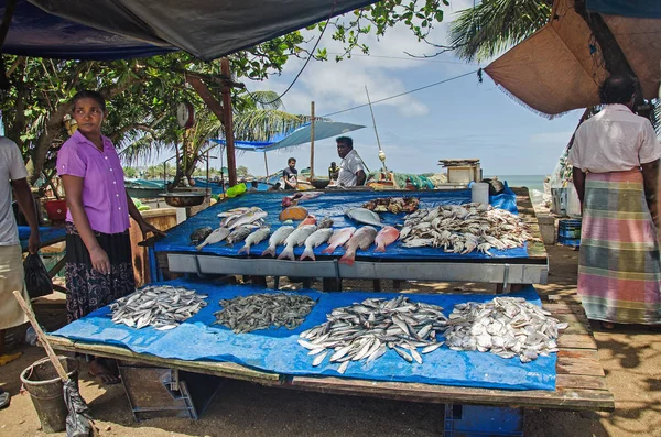 Bir Sri Lankalı fishmarket Galle sokakta; Sri Lanka 13 Haziran 2017