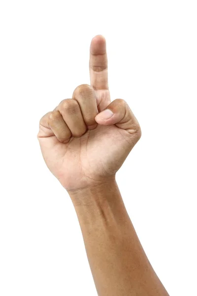 Männliche Hand zeigt Finger mit Clipping-Pfad. — Stockfoto