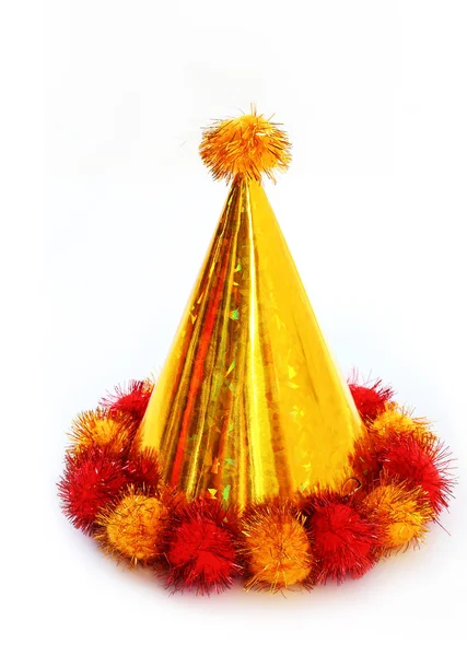 Yellow party hat isolated on white — Stock Photo, Image