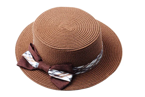 Brown doamnelor pălărie izolat tăiere cale . — Fotografie, imagine de stoc