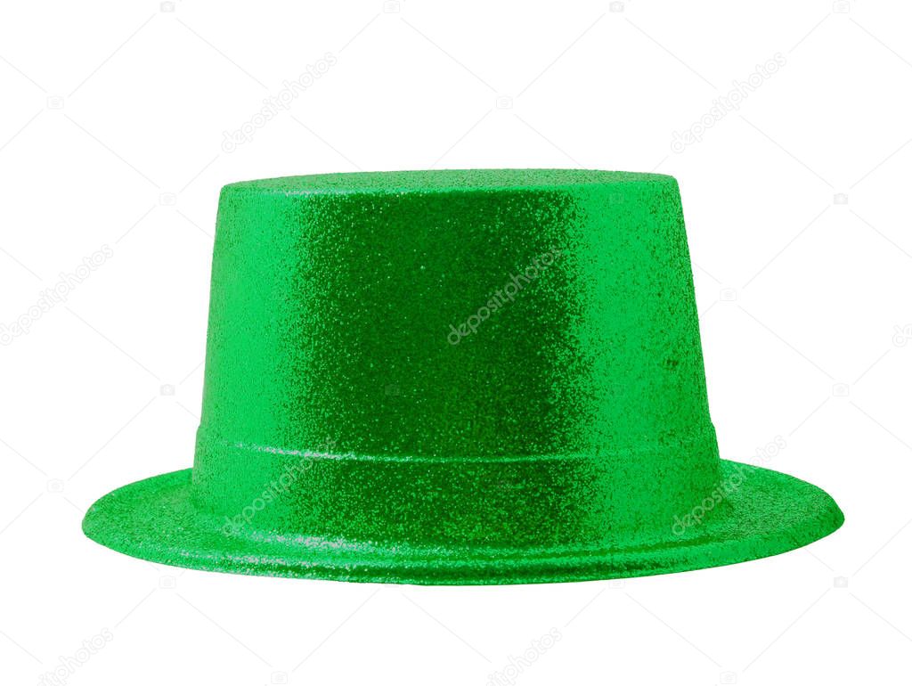 Green party hat isolated on white with clipping path.
