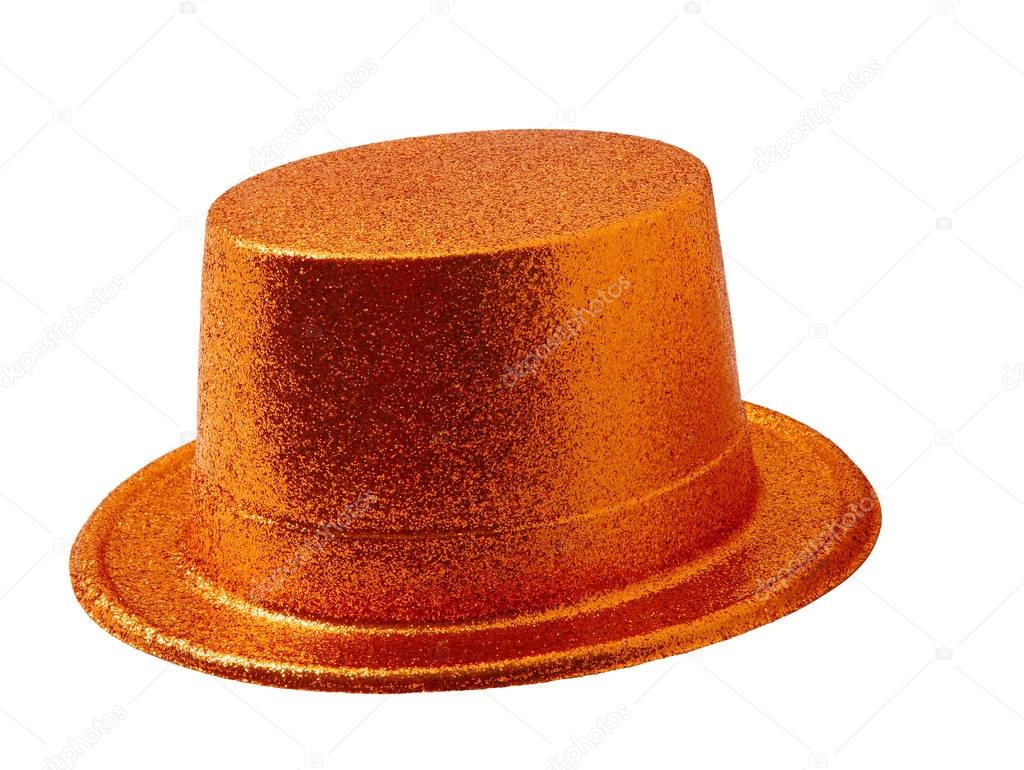Orange party hat isolated on white with clipping path.