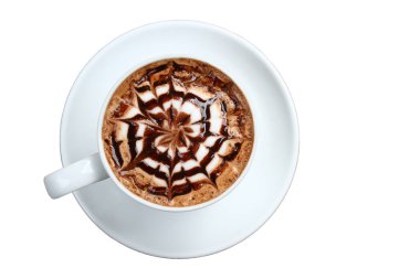 ahşap doku kırpma yolu üzerinde izole köpük ile kahve