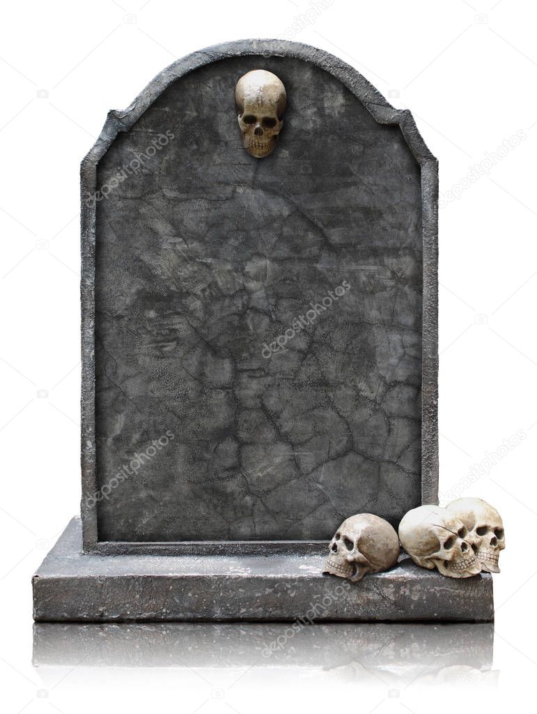 Tombstone with skull isolated with clipping path.