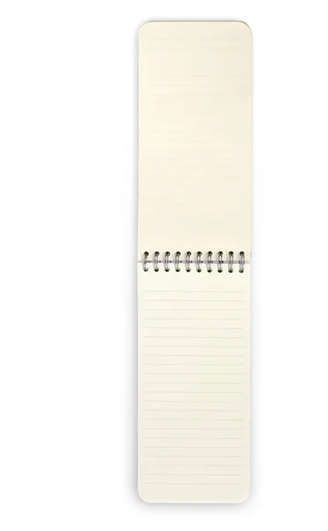 Beyaz kırpma yolu üzerinde izole açık kağıt not defteri. — Stok fotoğraf