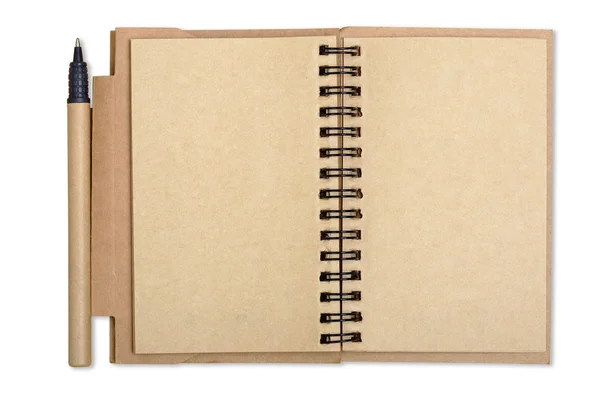 Open paper note book with pen isolated with clipping path. — Stock Photo, Image