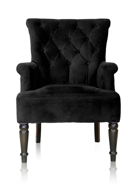 Black vintage armchair isolated on white clipping path. — Stock Photo, Image
