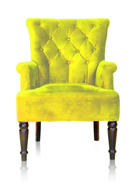 Yellow vintage armchair isolated on white clipping path. — Stock Photo, Image