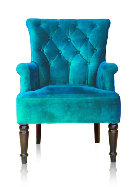 Fauteuil vintage bleu ciel isolé sur un chemin de coupe blanc . — Photo