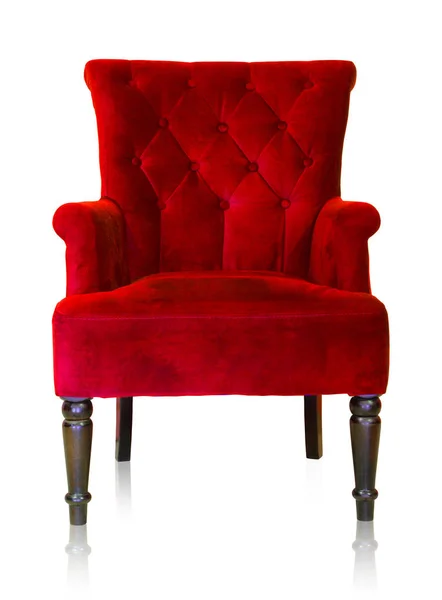 Czerwony fotel vintage na białym tle na ścieżkę przycinającą biały. — Zdjęcie stockowe