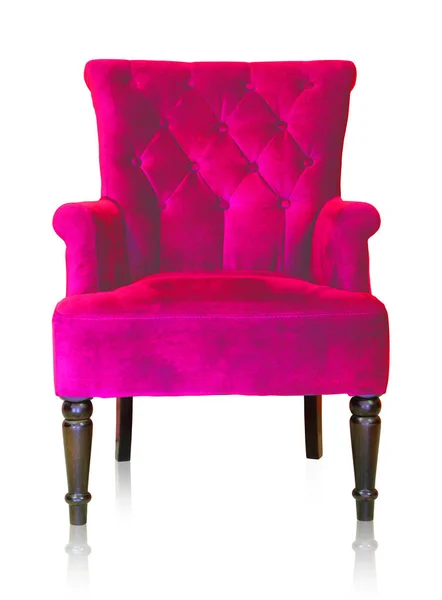 Розовое винтажное кресло, изолированное на белой дорожке . — стоковое фото