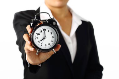 İzole bir zamanlayıcı alarm holding iş kadını