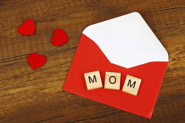 Love mom wording on old wood mother\'s day concept.