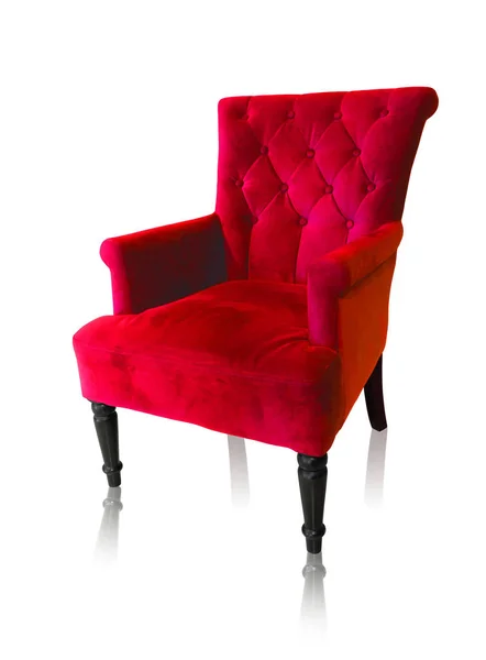 Roter Vintage Sessel isoliert auf weißem Clipping-Pfad. — Stockfoto
