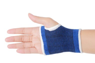 Bandaj palm destek izole kırpma yolundaki sarılı el