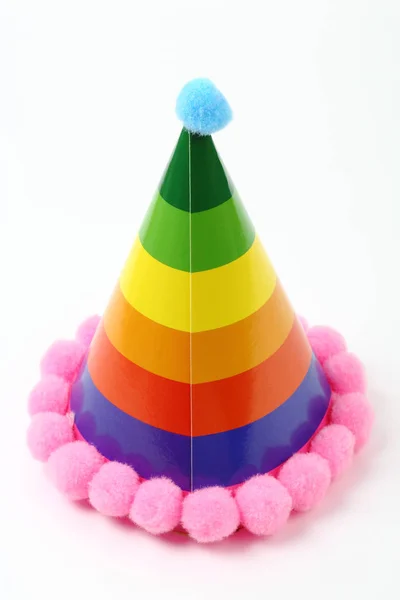 Sombrero de fiesta colorido aislado en el blanco — Foto de Stock