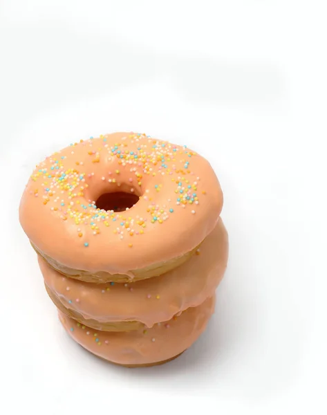 Turuncu sırlı Donuts izole — Stok fotoğraf