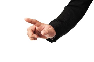 işaret parmağı üzerinde beyaz kırpma yolu ile izole el.