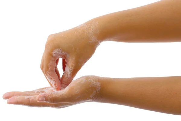 Шаг медицинской процедуры мытья рук изолирован, Всемирный день мытья рук . — стоковое фото