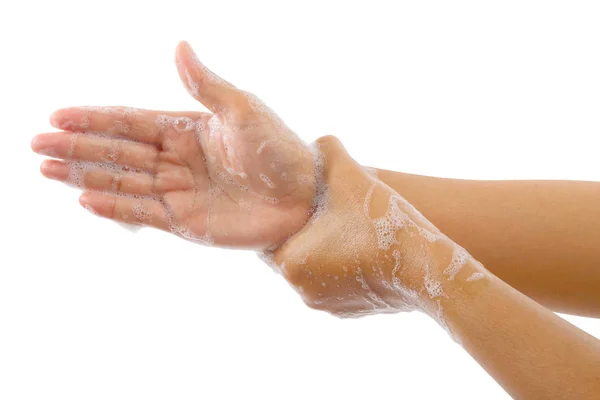 Ruční mytí lékařský postup krok izolované, globální mytí rukou den. — Stock fotografie