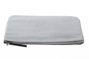 Beyaz kırpma yolu üzerinde izole gri çanta kadın.